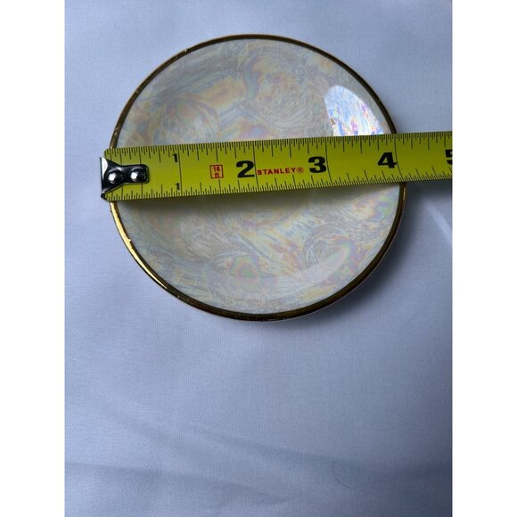 Bel-Ar Pottery Iridescent Saucer Plates 3 w/Gold Trim Retro 1950’s Lusterware - Picture 3 of 10